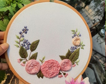 PDF Pattern Rose Embroidery File with Design, Stitch Guide, Material List, Color Card and Embroidery Video Tutorial, DIY Craft Kits Adults