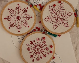 Snowflake PDF Pattern Digital Download Christmas Snowflake Embroidery, Xmas Décor, Modern embroidery pattern PDF, Hand embroidery pdf