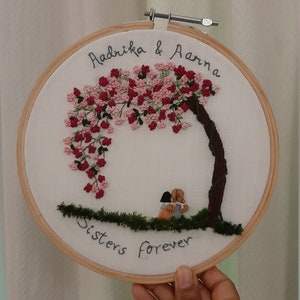 Cherry Blossom Kit, DIY Embroidery Kit, Kwanzan Cherry Tree, Sakura Embroidery, Printed Fabric Stitch Guide, DIY Home Decor, Needlework Kit