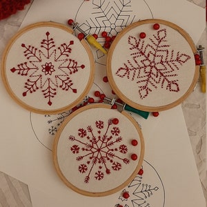 Snowflake PDF Pattern Digital Download Christmas Snowflake Embroidery, Xmas Décor, Modern embroidery pattern PDF, Hand embroidery pdf