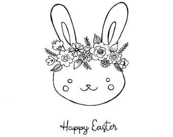 Easter Bunny Instant Download Pattern PDF Floral Bunny Easter Rabbit Embroidery Design Hand Work Gifts for her