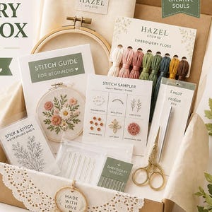 Stickpackung für Anfänger, PDF-Musterpaket, Stoff, Garn, Video-Anleitung