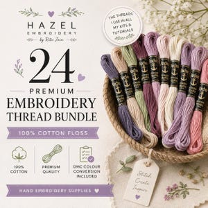 24 Anchor Embroidery Threads | 100% Cotton Floss Bundle Craft Supplies Premium Quality equal to DMC threads