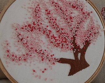 Cherry Blossom Tree Embroidery DIY Kit, Stitch Guide