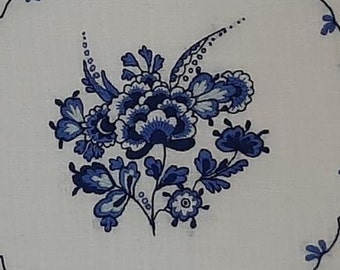 Delft Blue Floral Embroidery Kit with Hoop (PDF Pattern)