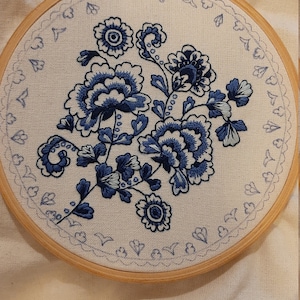 embroidery hoop, embroidery pattern,	flowers embroidery, blue embroidery kit, diy embroidery kit, craft kits, adults	hand sewing kit, beginner embroidery, embroidery kits, embroidery designs, diy embroidery, blue white embroidery, blue embroidery