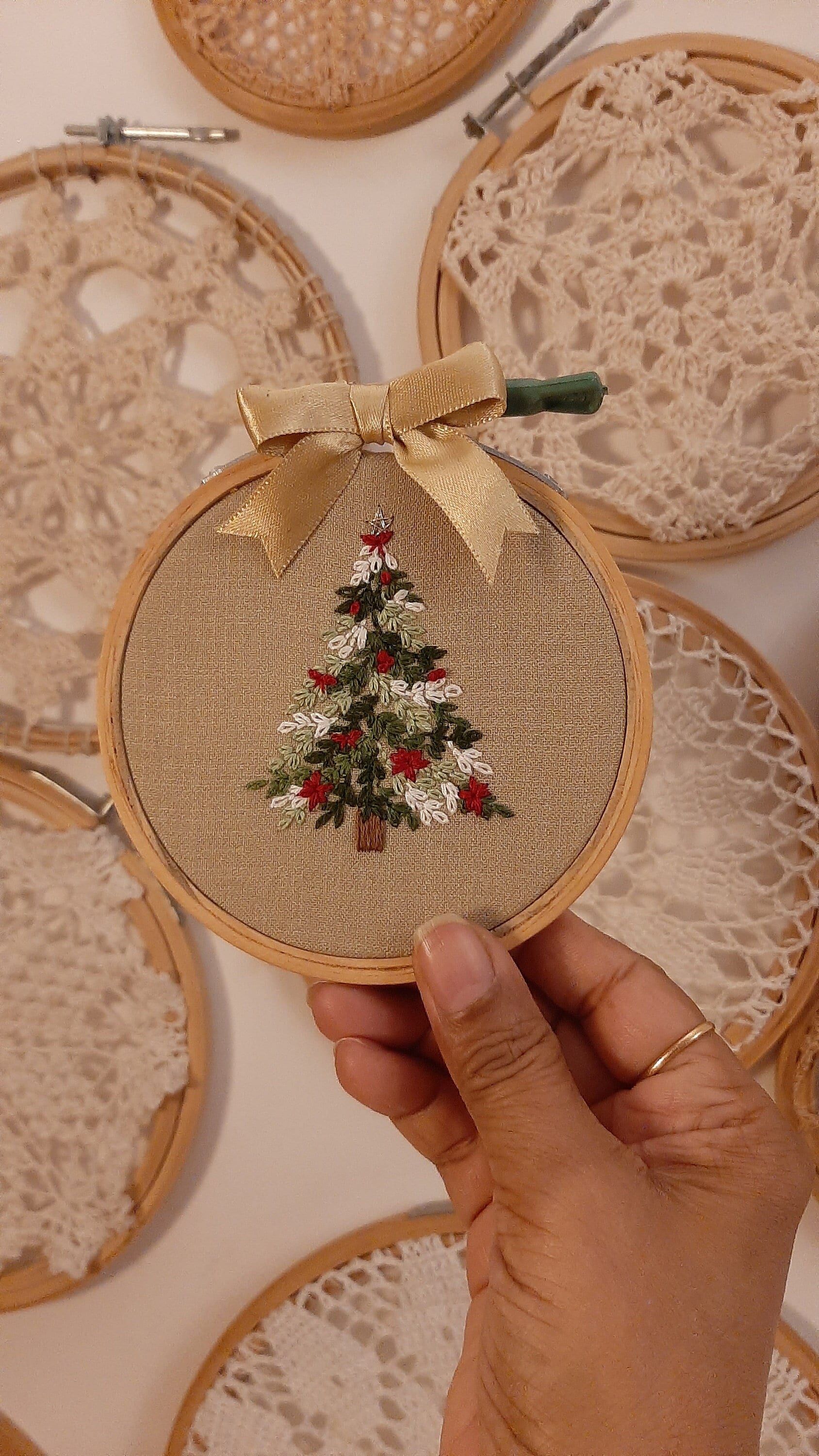 Christmas Embroidery Pattern Embroidery PDF and Video Tutorial, Tree Embroidery, Christmas Ornament, PDF Gift for her, Embroidery Kit