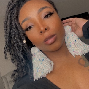 Yarn Tassel Earrings (Speckled)