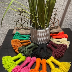 Yarn Tassel Earrings-Pencil Tassels