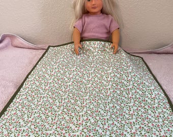 Quilted Reversible Floral 18" Doll Blanket: American Girl Doll Bedding