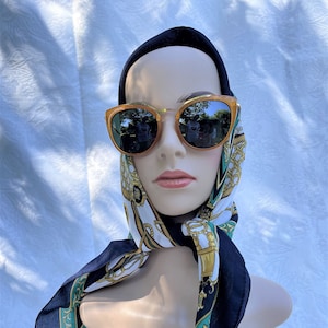 Vintage  French women&#39;s headscarf/scarf designed by JMS