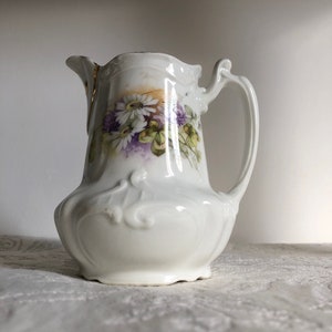 Vintage Art Nouveau-style porcelain creamer/milk jar/small flower jug, produced by Limoges manufactory Paul Pastaud, France