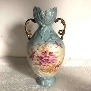Antique Art Nouveau vase Robert Hanke gold painting rich floral decoration with gold plated around 1900, Austria