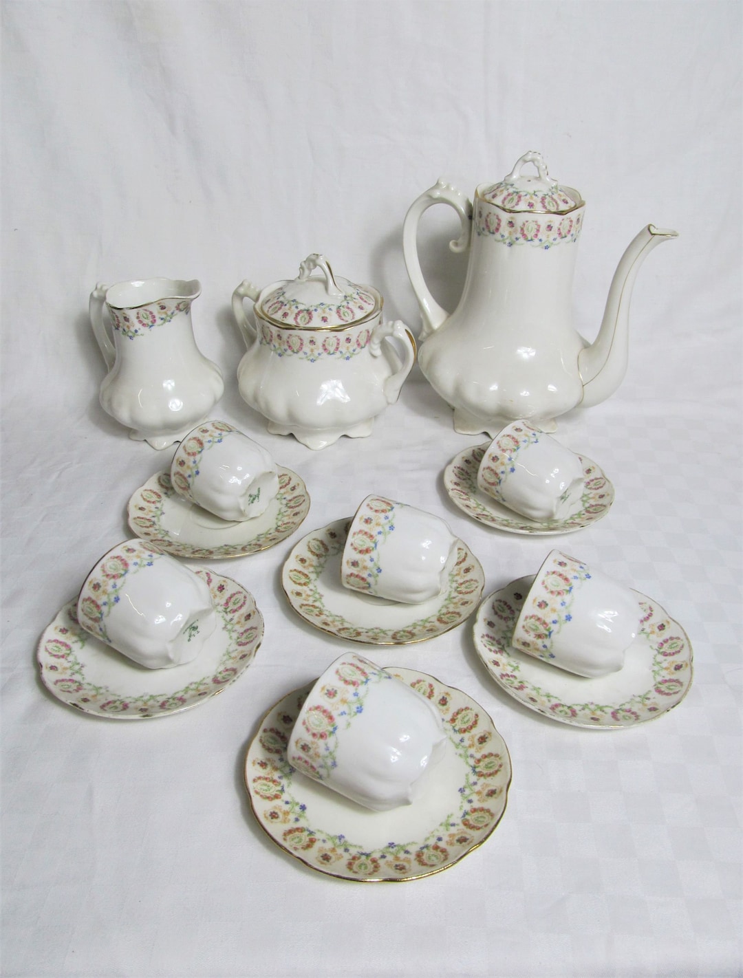 Antique Limoges Tea Coffee Set: Floral Porcelain Service for 6 - Etsy