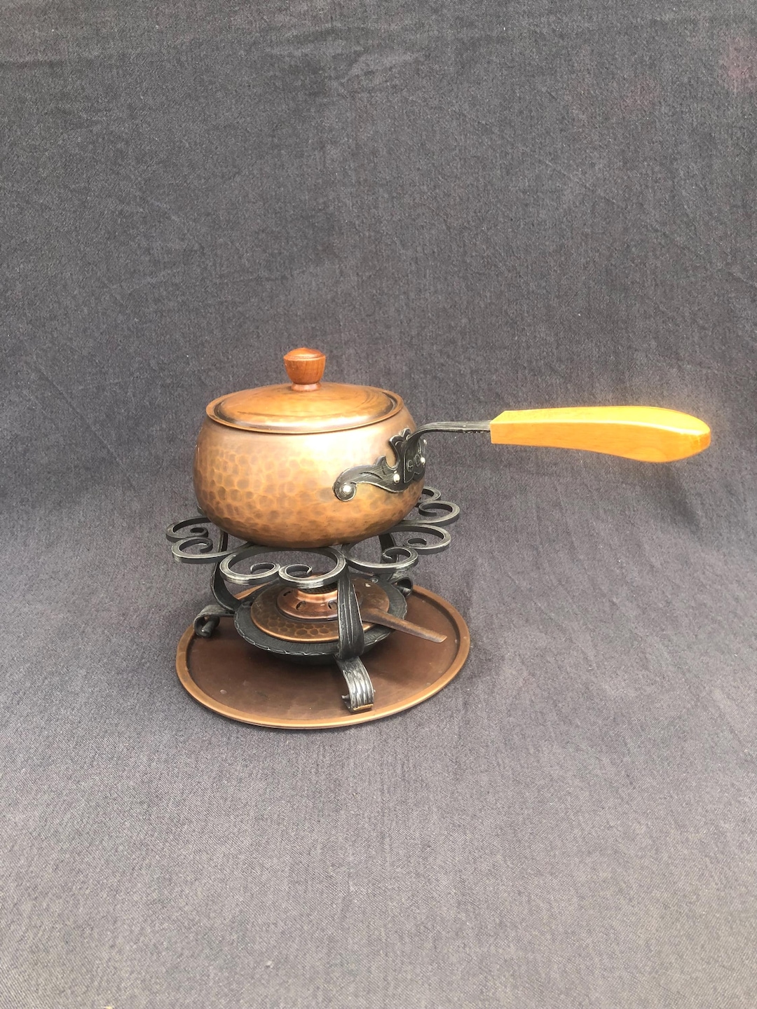 Vintage Stöckli Netstal Swiss Copper Fondue Set, 1970s