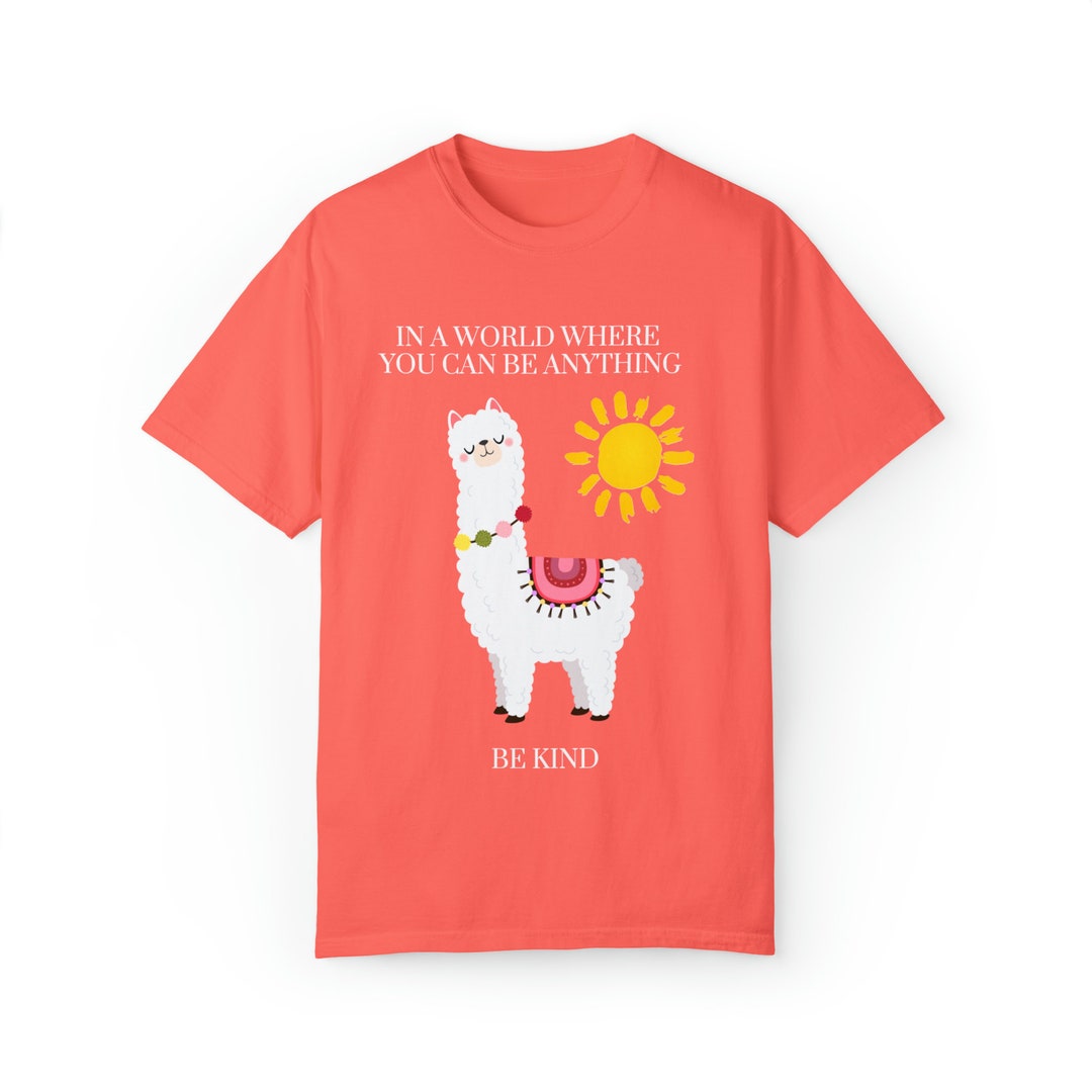 Melon Color Lama Be Kind Relaxed Fit Comfort Color Tshirt Soft Spun