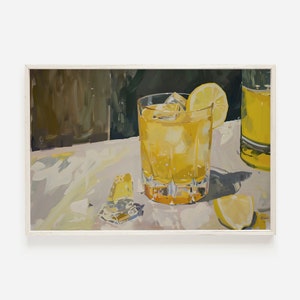 Whiskey Sour Cocktail Print, Bart Cart Decor, Cocktail Painting, Vintage Cocktail Art, Whiskey Sour Poster, Retro Whiskey Sour Printable