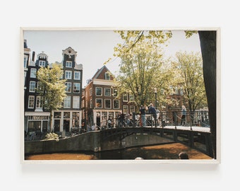 Niederlande Kanal, Amsterdam Wandkunst, Frühling Fotografie, Architektur Print, Amsterdam Print, Amsterdam Niederlande, herunterladbare Kunst