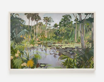 Impresión del Parque Nacional Everglades, Cartel del paisaje de Florida, Pintura de los Everglades, Arte de la pared de los pantanos, Impresión del pantano de Florida, Arte de viaje de los Everglades