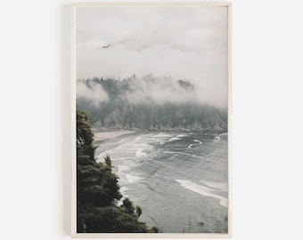 Oregon Coast Wall Art, Pacific Northwest Landscape, Wilderness Poster, Stormy Skies Photo, Oregon Printable, Evergreen Coast Digital Art