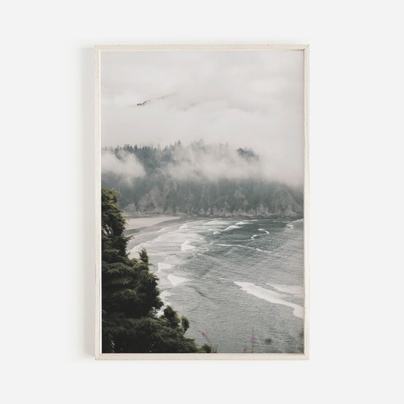Oregon Coast Wall Art, Pacific Northwest Landscape, Wilderness Poster, Stormy Skies Photo, Oregon Printable, Evergreen Coast Digital Art