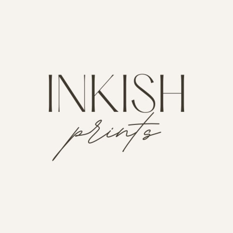 May include: Black and white logo for a business called "Inkish Prints".