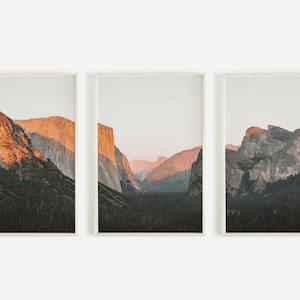 Yosemite Art Print Set, 3 Piece Forest Wall Art, Mountain Photography, Large Nature Poster, Digital Download, Set of Three Prints