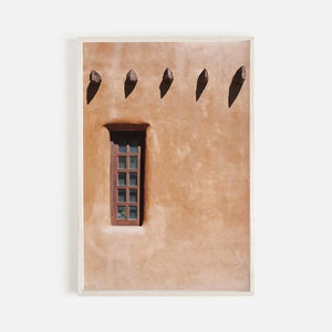 Santa Fe Style Architecture, Desert Home Poster, Adobe House Print, New Mexico Architecture, Santa Fe Style, Desert Construction