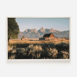 Mormon Row in Grand Teton, Wyoming Settlers, Grand Teton Scenery, Mormon Row Barn, Western Barn Photo, Wyoming Printable, Rustic Lodge Decor