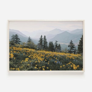 Mountain Flower Print, Wildflower Wall Art, Washington Mountain Range, PNW Scenery, Valley Views, Nature Printable, PNW Wilderness Poster