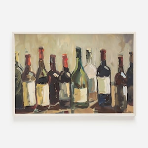 Tuscan Wine Bottle Wall Art, Vintage Wine Decor, Farmhouse Wine Artwork, Vintage Painting, Vino Print, Gift For Wine Lover, Wine Vintage Art
