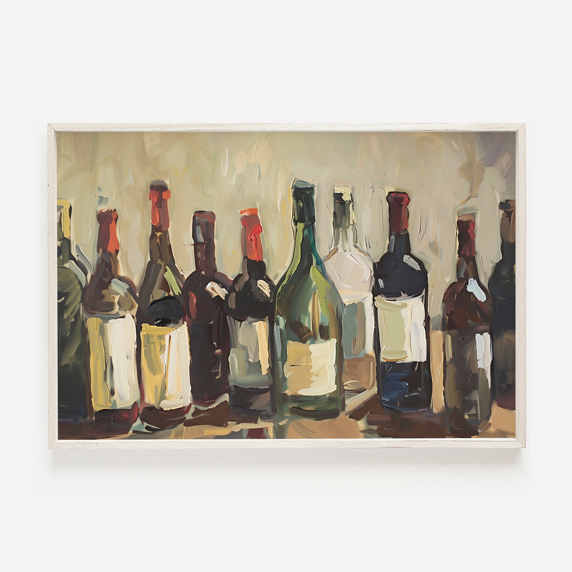 Tuscan Wine Bottle Wall Art, Vintage Wine Decor, Farmhouse Wine Artwork, Vintage Painting, Vino Print, Gift For Wine Lover, Wine Vintage Art