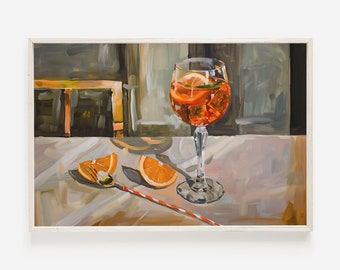 Aperol Spritz Print, Cocktail Painting, Bar Cart Art, Aperol Cocktail Poster, Trendy Dorm Print, Girly Cocktail Art, Aperol Spritz Poster