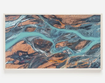 Samsung Frame TV Art, Iceland Digital Art, Melting Glaciers Print, Glacial Rivers Photo, Iceland Art for TV, Aerial River Digital TV