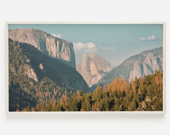 Samsung Frame TV Art, Yosemite TV Decor, Rustic Art for Frame TV, Mountain Landscape, Pine Forest Digital Art, California Yosemite Tv Art