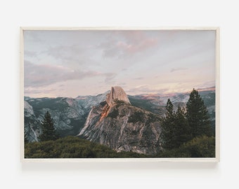 California Mountain Sunset, Yosemite Wall Art, Half Dome Photography, Pastel Wall Art, National Park Poster, Printable Art