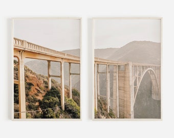 Set of 2 California Prints, Coastal Wall Art, Bixby Bridge, Big Sur Wall Art, Beach Decor, Ocean Print, Downloadable Prints, Printable Art