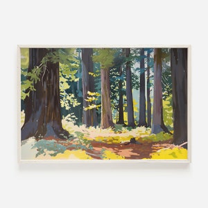 Redwood National Park Print, California Forest Poster, Redwood Tree Painting, Northern California Scenery, Rustic Home Decor, Redwood Print