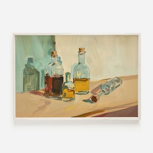 バーボンボトルの壁アート、酒瓶の絵画、バーボン愛好家への贈り物、ビンテージスタイルの油絵、男性的なバーの装飾、強い酒のアート