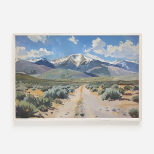 Great Basin National Park Print, High Desert Mountains, Nevada Oil Painting, Western Home Decor, Sagebrush Desert Range Printable Art