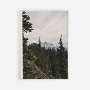 Oregon Wilderness Poster, Landschaft im pazifischen Nordwesten, schneebedeckter Berg, immergrüner Wald zum Ausdrucken, Oregon Landschaft, Naturfotografie