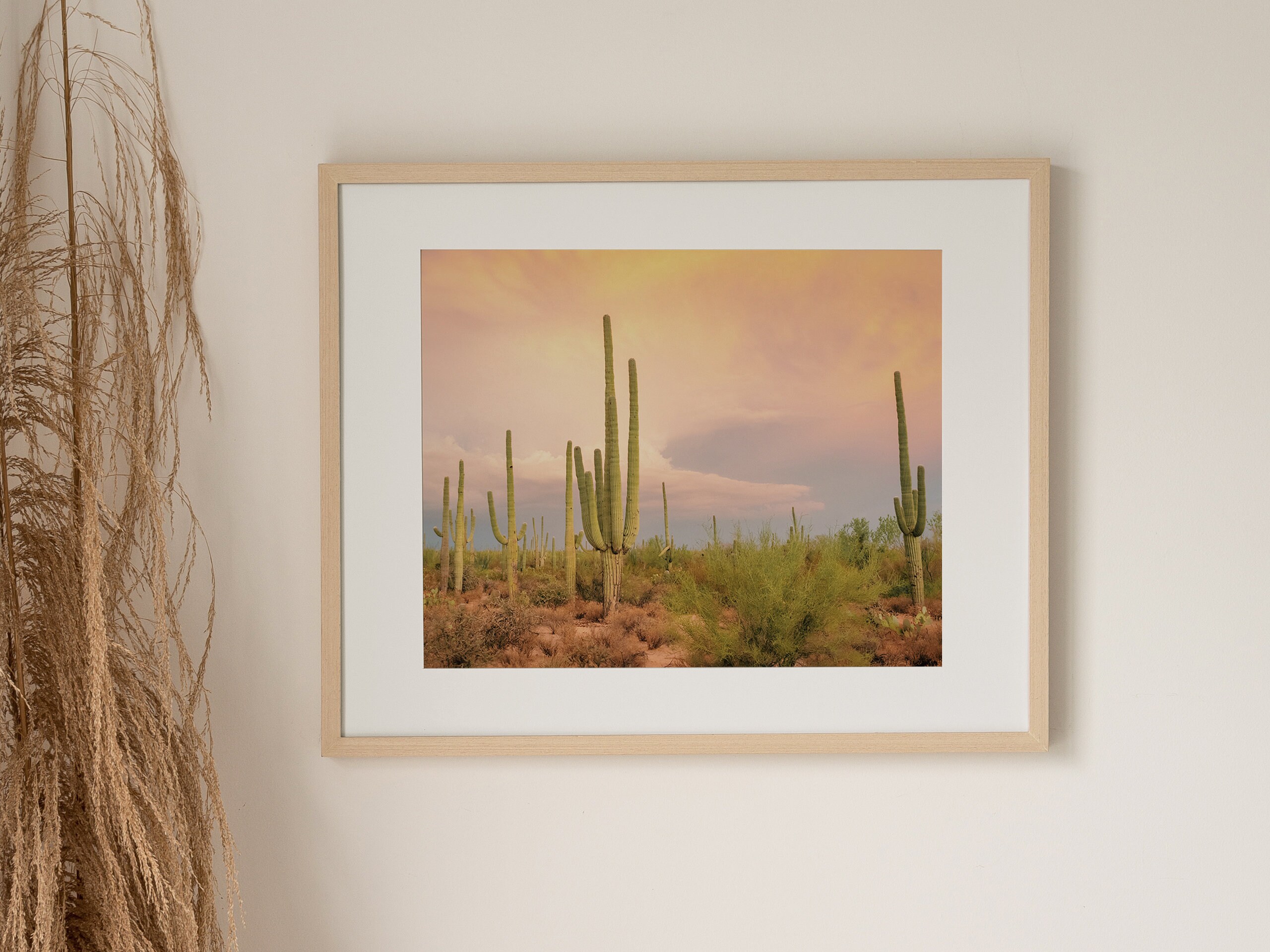 Decorazione Parete Metallo Con Cactus E Tramonto, Stile Bohémien Sud-Occidentale, Per Soggiorno E Camera