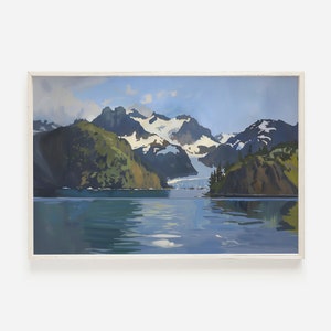 Kenai Fjords National Park Print, Alaska Scenery Poster, Rustic Painting, Alaska Home Decor, Kenai Fjords Mountain Painting
