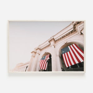 American Flags in the Breeze, Washington DC Print, DC Wall Art, Washington DC Architecture, Patriotic Wall Art, Downloadable Print