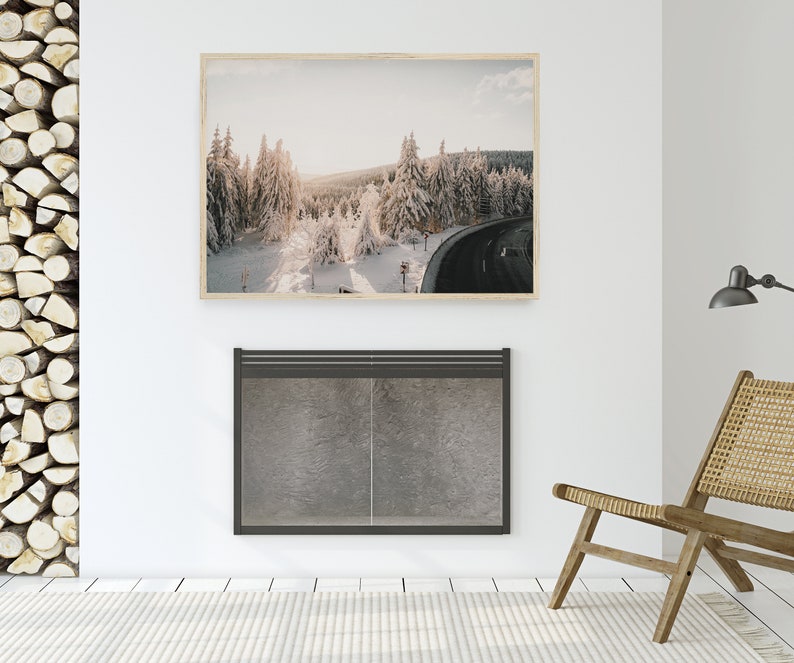 Snowy Forest Wall Art, Winter Printable Art, Snow Covered Trees, Winter ...