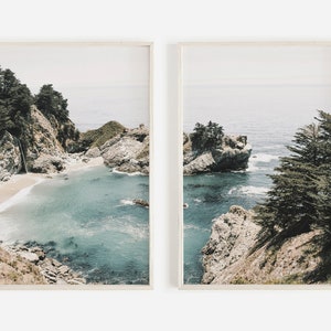 2 Piece Big Sur Prints, California Wall Art, Printable Coastal Set, McWay Falls California Landscape, Set of 2 Prints, Printable Wall Art