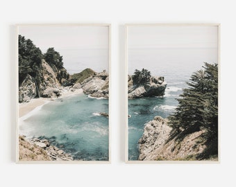2 Piece Big Sur Prints, California Wall Art, Printable Coastal Set, McWay Falls California Landscape, Set of 2 Prints, Printable Wall Art
