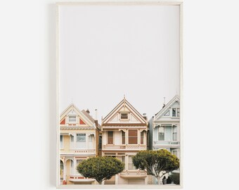 Impresión de San Francisco, Impresión de damas pintadas, Foto de casas victorianas, Arte de la pared de California, Impresión del área de la bahía, Impresión descargable, Arte imprimible