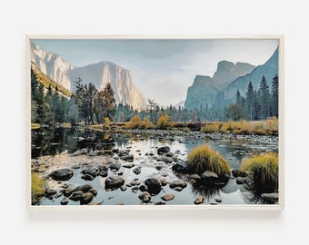 Mountain Creek Wall Art, California Landscape, Yosemite National Park Poster, Half Dome, Capitan Valley Wall Art, Printable Wall Art