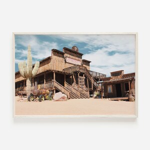 Stampa del vecchio saloon occidentale, arte della parete dell'Arizona, città fantasma stampabile, poster del deserto, miniera d'oro, fotografia del saloon, poster del saloon dell'Arizona